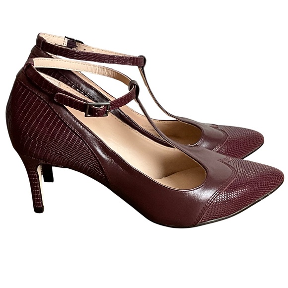 Sacha London Shoes - Sacha London Acacia Bordo T-Strap Heels, New in Box